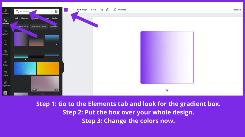 Change the background with a gradient is a graphic design tip from Canva.