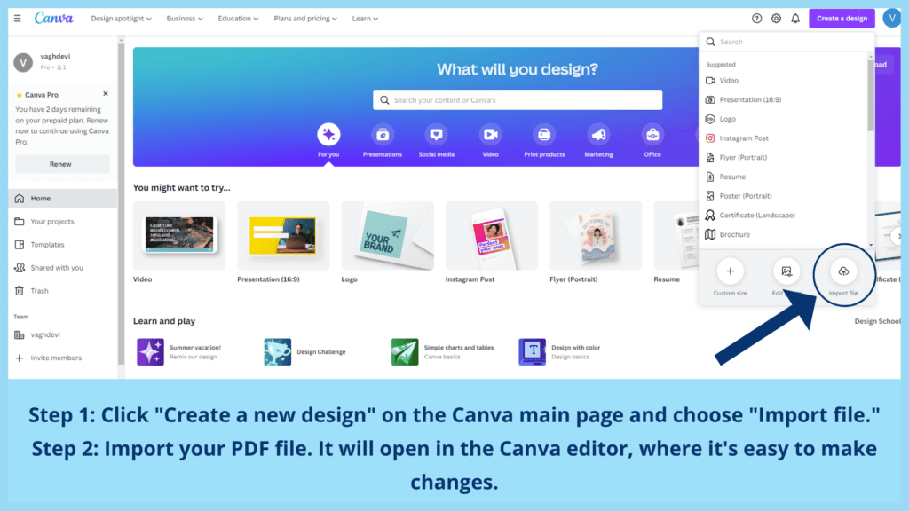 Import and Edit PDF Files is a graphic design tip from Canva.