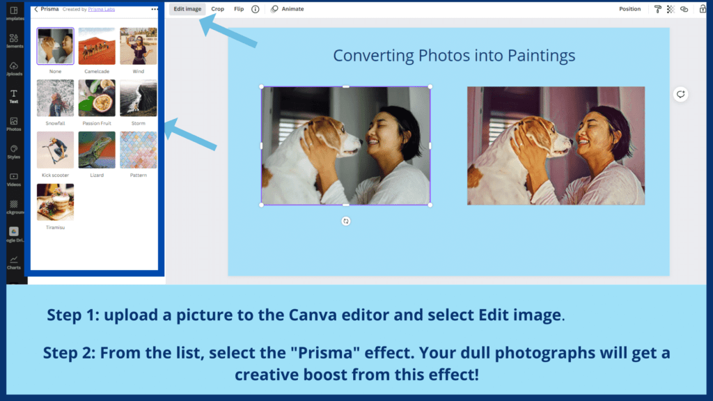 Converting Images into Paintings, This is a graphic design tip from Canva.