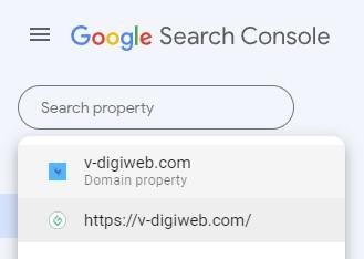 select domain property in google search console