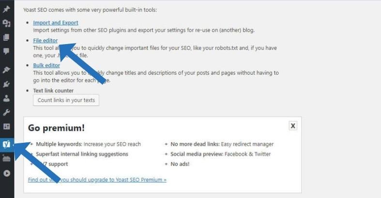  file editor in yoast seo plugin